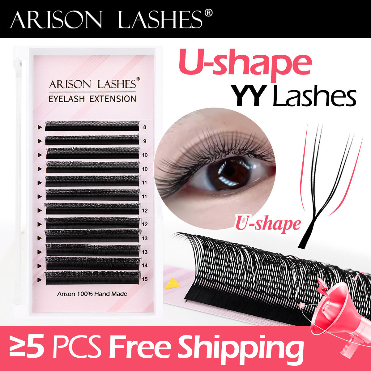 Eyelash Extension Double Volume - Arison u-forma yy cílios pontas duplas